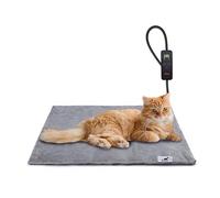 Toozey Chien Chat Tapis Chauffant 45*40cm, Coussin Chauffant électrique pour Animaux avec Couverture Crystal Velvet pour Chats et Chiens de Nouveau-né, de Petite Taille et de Personnes âgées, Gris-S