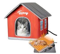 Toozey Niche chauffante pour Chat pour l'hiver, intérieur/extérieur, résistante aux intempéries, avec Coussin Chauffant, offrant Une sécurité Sauvage en Plein air pour Chats ou Petits Chiens, abri