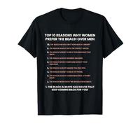 Top 10 des Raisons pour lesquelles Les Femmes préfèrent la Plage aux Hommes Funny Shir T-Shirt