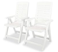 ""Top"" 2 pcs Chaises inclinables de jardin JILI - Fauteuil d'extérieur Plastique Blanc,14,08 Kg