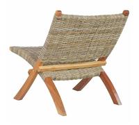 ""TOP 2026"" Chaise de relaxation - Fauteuil 1 place - rotin kubu naturel et bois d'acajou massif - 60x77x70 cm FF4177