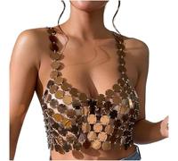 Top À Bretelles Débardeur Glamour Paillettes Camisole Débardeurs Décontracté Sexy Tank Chic Carnaval Top À Bretelles pour Les Réveillons Café One Size