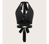Top à encolure dégagée avec lien en croix, école L,M,S,XL,XSUnicoloreÉtoffe