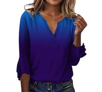 Top à Manches 3/4 Et Col Rond pour Femmes Top Femme Sport Fitness Body à Manches 3/4 Haut Femme Court Tee Shirt Femme Thermolactyl Top Blanc Boheme Femme T Shirt Femme Running Top Fleuri