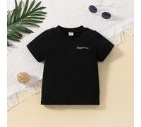 Top à manches courtes imprimé avec slogan de bébé garçon et ourson de bande dessinée 6-9M,9-12M,12-18M,18-24M,2-3YCartoon,Lettres,SloganCoton