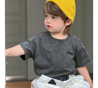 Top à manches courtes pour tout-petits garçons, col rond, style coréen lavé, style de rue, été 6-9M,9-12M,12-18M,18-24M,2-3YLettresRayonne