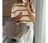 Top à manches courtes rayé ample de style coréen, convient pour l'été et le début du printemps L,M,S,XL,XS,XXLRayé,Motif texturéTissu tricoté