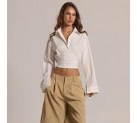 Top à manches longues avec col et taille cintrée, ajusté. Mignon pour sortir, usage quotidien, bureau, école, printemps, été, vacances, décontracté, élégant. Fête des mères. L,M,S,XL,XSUnicoloreTissu 