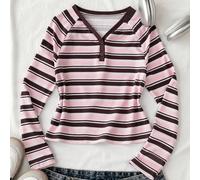 Top à manches longues rayé vintage pour filles, design rayé frais et intemporel, unique et non monotone. Coupe à manches raglan pour une liberté de mouvement, peut être porté seul pour un look décontr