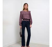Top à pois violet foncé, froncé, coupe ample, doux, jeune, français, tenue décontractée quotidienne, vacances, automne hiver, offrant une élégance jeune L,M,S,XL,XSPlantesTissu tissé