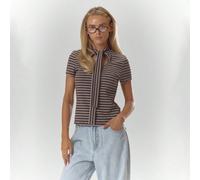 Top à rayures avec nœud papillon et manches courtes, ajusté, confortable et décontracté, idéal pour un café entre amis, des vacances élégantes ou une soirée printemps-été. L,M,S,XL,XSBlocs de couleur,