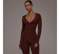 Top actif à manches longues à double couche avec encolure V et devant croisé, idéal pour le sport, l'entraînement, le gym, le pilates, la fitness et un usage quotidien décontracté L,M,S,XL,XSUnicolore