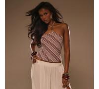 Top ajusté sans manches à col halter avec détail de bordure à rayures texturées. Idéal pour le printemps, l'été, les vacances, la plage, les festivals élégants comme Ibiza ou Tajine L,M,S,XL,XSRayéTis