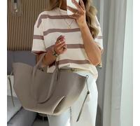 Top ample à manches courtes rayé, style mode jeune coréen décontracté, été/début du printemps L,M,S,XL,XS,XXLRayéTissu tricoté