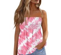 Top Bandeau Femme,Top Bandeau Femme Tube Ajusté Corsage Tee Shirt de Plage Vacances d'été pour Femmes Debardeur Femme Chic et Elegant Cadeau Anniversaire Femme,Rose,M,A149