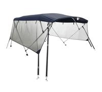 Top Bimini 4-Bow avec panneaux latéraux en maille, 243 x (230-244) x 137 cm, polyester 600D, cadre en aluminium, fixation en acier inoxydable, résistant aux intempéries, respirant, convient pour