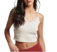 Débardeur côtelé liseré dentelle femme Superdry Beige M/L