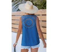 Top bleu tissé col V Bleu M
