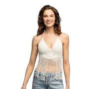 Boland 44595 - Top en crochet à franges, crop top pour femmes, chemise sexy pour discothèque ou soirée, costume pour carnaval et soirée à thème, haut hippie