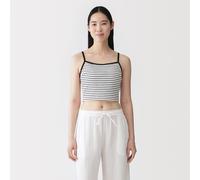 Top brassière court côtelé en coton pour femme Rayures Bleu Marine S