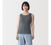 Top brassière court côtelé en coton pour femme Rayures Bleu Marine S