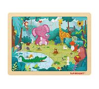 TOP BRIGHT 24 Pièces Puzzles pour Enfant de 3 Ans, Jigsaw Puzzles en Bois pour Garçon et Fille Agé de 4 à 8, Puzzle Animaux de Forêt