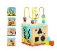 TOP BRIGHT éducatif pour bébé-Perles en Bois-Trieur de Formes-pour garçons et Filles de 1 an-Cadeau Taille, 5 en 1, rxzer23,123, Petit Cube d'activité, S