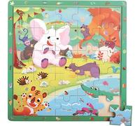 Top Bright, puzzle en bois motif jungle 25 pièces avec cadre, multicolore