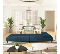 ""Top""Canapé-lit - Moderne - à 2 places - avec deux oreillers bleu velours Bureau/salon4552831