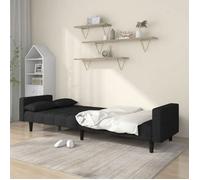 ""Top""Canapé-lit - Moderne - à 2 places - avec deux oreillers noir tissu Bureau/salon3521375