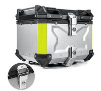 Top Case 45L 55L 65L 80L 100L Coffre pour Moto en Aluminium, Scooter Universel Topcase Valise Très Résistant, Top Box pour Scooter, Moto, Mobylette, Quad, avec Verrouillage De Sécurité (Color : Argen