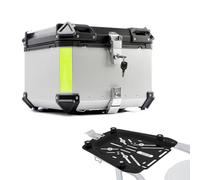 Top Case Coffre arrière pour Moto,Valise Moto en Aluminium,Top Box da Moto,Bagages étanches pour Motos,Coffres Moto avec Serrure de Sécurité 28L,36L,45L,55L,65L,80L,100L(Argent,45 L)