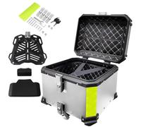 Top Case Coffre Moto 45L 55L 65L 80L 100L Valise de Moto en Aluminium,Top Box pour Moto,Coffre de Rangement Moto,Coffre à Bagages étanche Valise pour Moto avec Dossier(Argent,45 L)