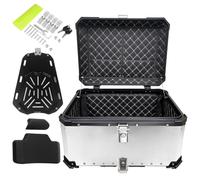Top Case Coffre Moto 45L 55L 65L 80L 100L Valise de Moto en Aluminium,Top Box pour Moto,Coffre de Rangement Moto,Coffre à Bagages étanche Valise pour Moto avec Dossier(Argent,100 L)