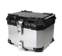 Top Case Coffre Moto en Aluminium, Scooter Moto Quad Valise Topcase Très Résistant Universel De Moto Contient Jusqu'à 2 Casques, Top Box pour Moto 28L-100L Capacité (Color : Argent, Size : 45L)