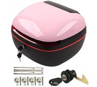 Top Case De Moto, 25L Top Case De Moto avec Voyant D'Avertissement De Nuit pour Porte-Bagages Valise À roulettes Cas De Casque pour Scooter, Moto, Robuste Et Durable,Rose