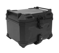 Top Case de Moto 45 L, Valise de Rangement Arrière étanche Universelle avec Dossier, Poignée, Serrure pour Casque, Coffre en Aluminium, Bandes Réfléchissantes, pour