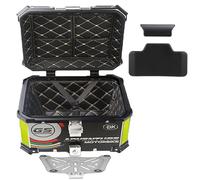 Top Case de Moto 45L 55L 65L Coffre arrière de Moto Top Box,Coffre en Aluminium pour Moto,Valise arrière Moto étanche avec Dossier(Black,65 L)