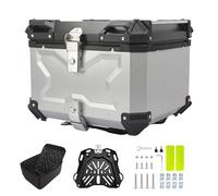 Top Case en Aluminium,Coffre De Moto Topcase avec Serrure De Sécurité 45/55/65/80/100L Bagages Étanches pour Motos Scooter Roller,Valise Top Case (Color : Silver, Size : 100L)