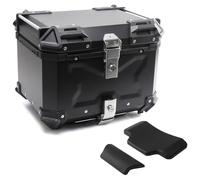 Top Case Moto, 45L 55L 65L 80L 100L Topcase en Aluminium Étanche,Coffre De Moto Scooter Moto Quad Valise Top Case,Base À Dégagement Rapide(Noir,55L)
