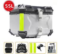 Top case moto, alliage aluminium, étanche, antichoc, 55L argent