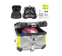 Top Case Moto Aluminium Valise Top Box Étanches 28L 36L 45L 55L 65L 80L 100L Coffre de Moto avec Serrure de Sécurité, pour Rangement Casques(Silver,45L)