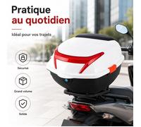 Top Case Moto - AProsp B58L- Coffer 42L - Blanc - Installation standard - Pièces fournies - Déverrouillage rapide