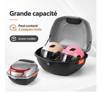 Top Case Moto - AProsp - Coffer 42L - Blanc - Plaque de montage universelle - Déverrouillage rapide