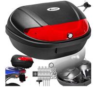 Top case - TECTAKE - Coffre de moto MATZE de 48 L pour 2 casques avec serrure sécurisée et 2 clés, grand réflecteurs - Noir