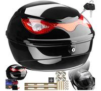 Top case - TECTAKE - Coffre de moto SERGEI de 22 L pour casque avec serrure sécurisée et 2 clés, grands réflecteurs - Noir