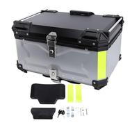 Top Case Universel pour Moto, Boîte Arrière de Moto 65 L avec Autocollant Réfléchissant et Serrure, Boîte Arrière en Alliage D'aluminium, Boîte de Rangement pour Casque, Bagages