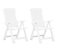 ""Top"" Chaises inclinables de jardin JILI - Fauteuil d'extérieur 2 pcs Plastique Blanc,14,2 Kg