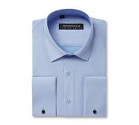 Top Chemise habillée à double manchette pour homme, coupe ajustée, avec boutons de manchette en métal, bleu layette, manches longues, bleu bébé, 3XL