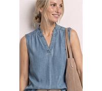 Top chemisier à volants dans un look denim